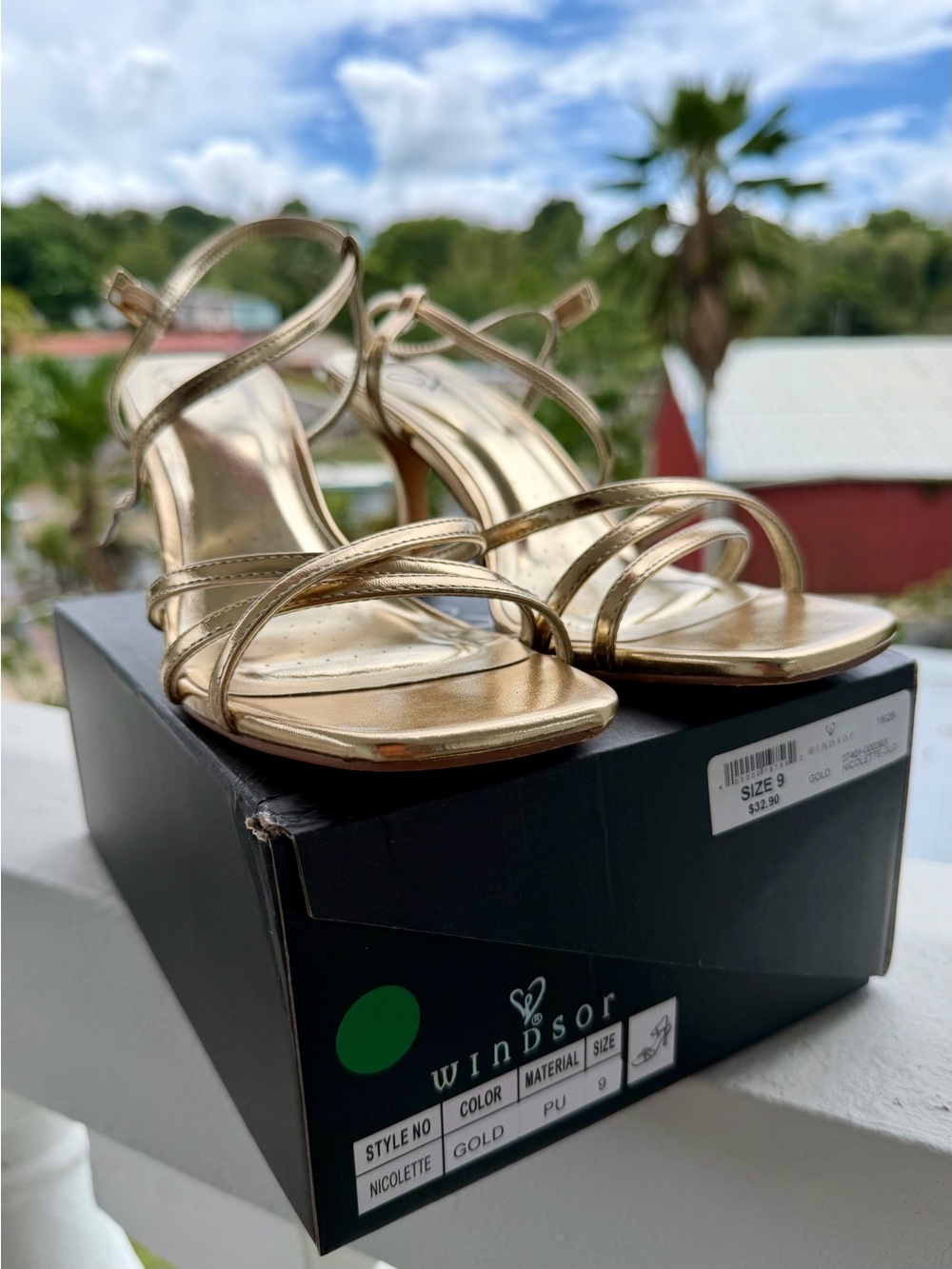 Windsor Nicolette Gold Strappy Heels – Size 9 - Picture 2 of 8